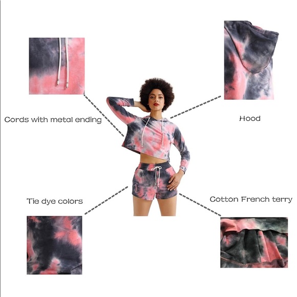Cotton Tie Dye Short and Sweater Lounge Set - Picture 5 of 6